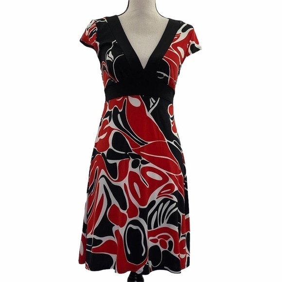 SPEECHLESS Red Black Printed A-Line Dress medium - Picture 1 of 12